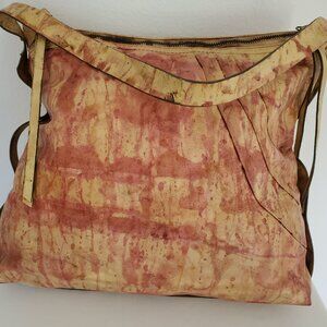 Kooba Leather Purse messenger bag tie dye cowgirl western rodeo brown tan beige